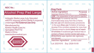 Alcohol Prep Pads (l) Label (Kentex Alcohol Prep Pad Large)